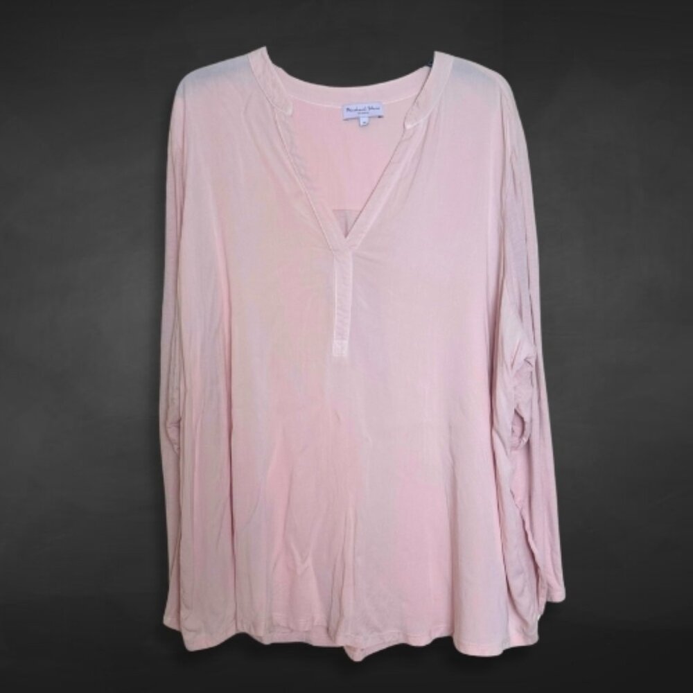 Michael Stars Blouse Long Sleeve Split Neck Relaxed Fit Lightweight Pink Size 3X